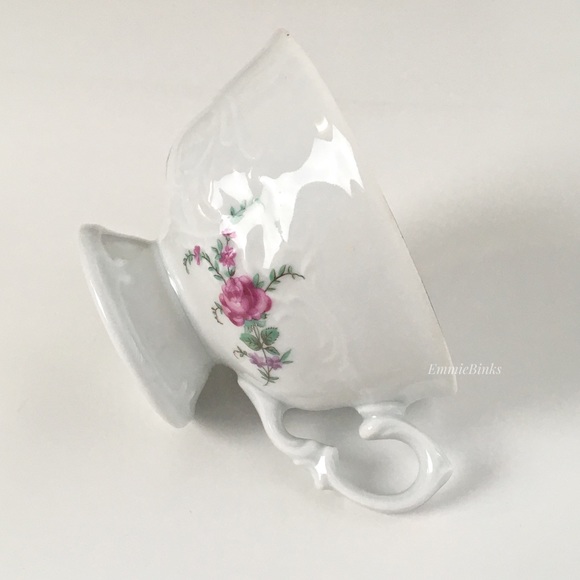 Vintage 1940’s Wawel Fine Porcelain China Poland Rose Garden Gold Trim Cup Set - Picture 9 of 16